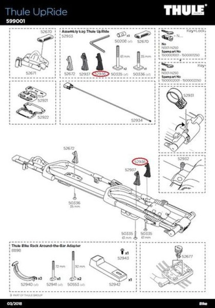 THULE Spannverschluss 52937 – Ersatzteil für Fahrradträger 599 UpRide