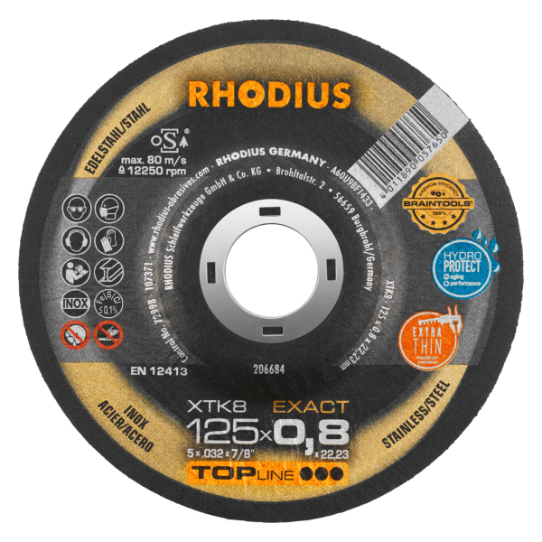 RHODIUS Trennscheibe Ø1 125mm B1 0,8mm - XTK 8 TOP von Braintools