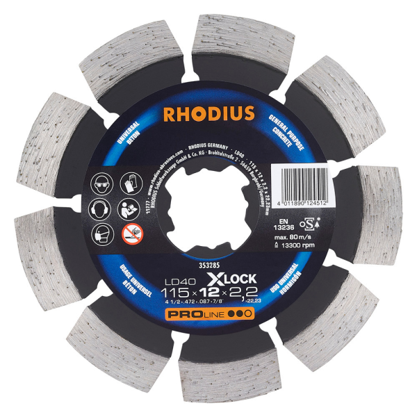 RHODIUS LD300 X-LOCK Diamanttrennscheibe 115mm für Metall und Bau