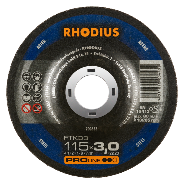 RHODIUS FTK33 115mm Freihandtrennscheibe für Metall und Stein