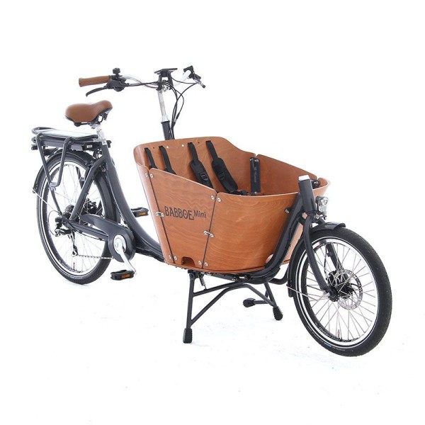 Babboe Mini-E Anthrazit: Elektro-Lastenrad für Kindertransport