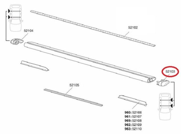 THULE WingBar LH Endcap - Hochwertiges Ersatz-Endstück 1500052103