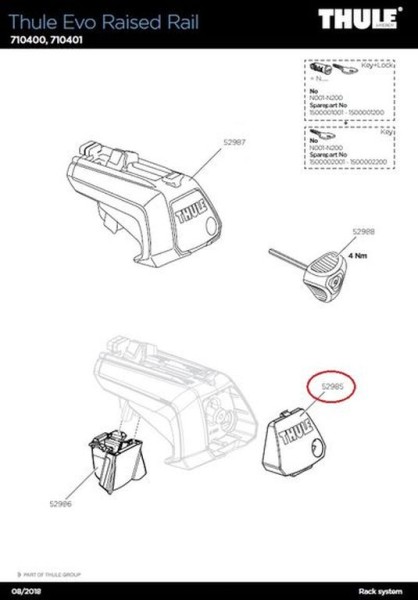 Thule Ersatzkappe Evo Raised Rail - Optimaler Schutz für One Key System Schloss, Zubehör