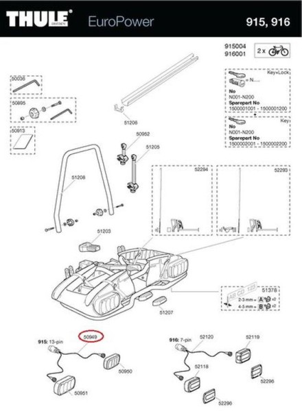 Thule 13-Poliges Lampenkabel für Fahrradträger, Steckverschluss