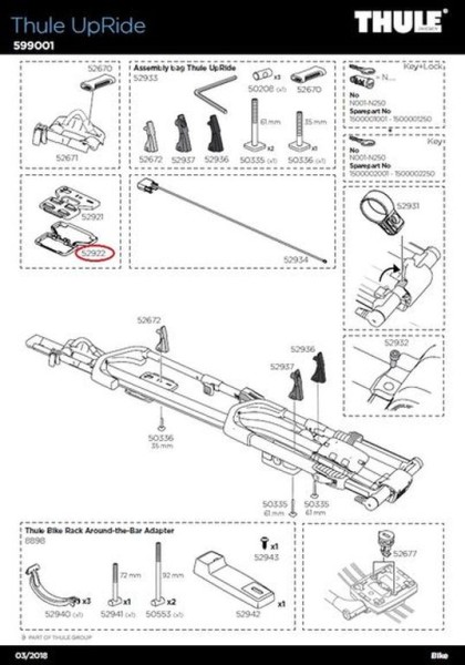 THULE UpRide 599 Ersatz-Halteplatte hinten - spezialisiertes Zubehör für Fahrradträger