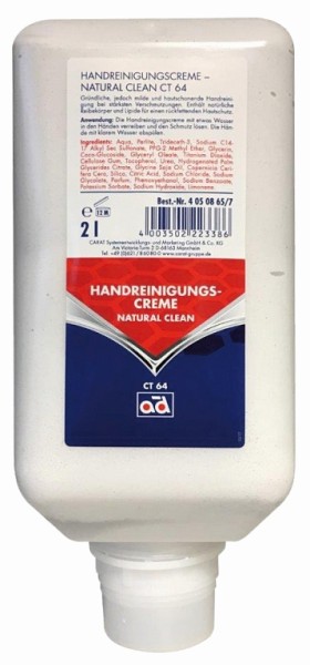 CT 64 Handreinigungscreme von AD-CT HANDREINIGUNG - Hautpflege Flasche 2l natu.Clean