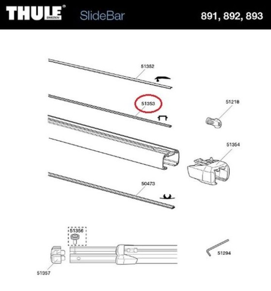 Thule Gummiabdeckleiste 1460mm für SlideBar Modelle 891, 892, 893