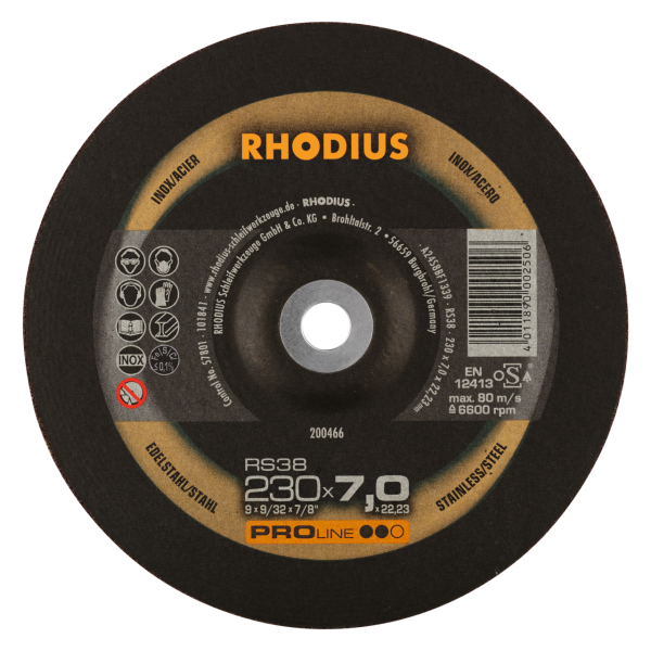 Rhodius RS38 Schruppscheibe 230mm x 7.0mm für Metallbearbeitung