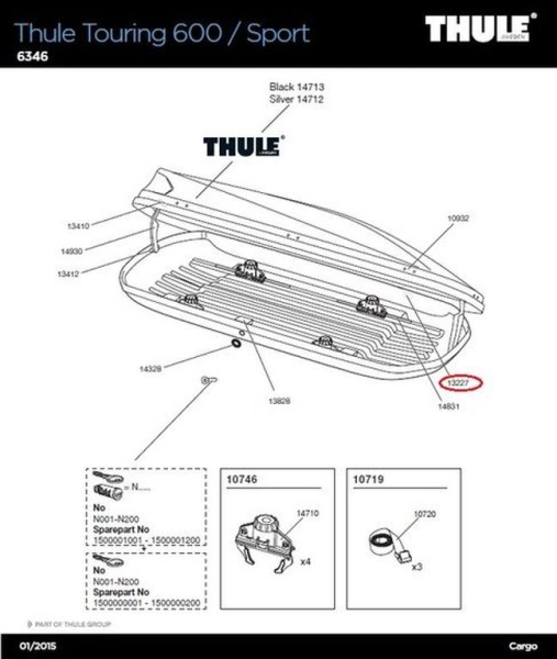 THULE Alu Scharnier 13227 - Hochwertiges Zubehör für Dachboxen