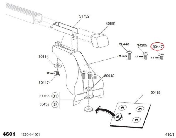 THULE Innenseckskantschraube M6x12 - Premium Zubehör für die Lastenträger 4601-4611, 4650-4654 Serie