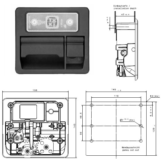 Manueller Kofferklappenverschluss mit Seitenmarkierungsleuchte & geschlossenem Griff - Hersteller HA