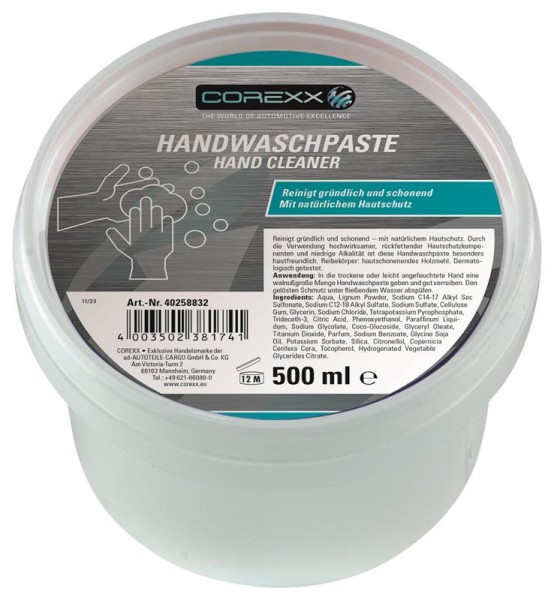 COREXX CO Handwaschpaste 500ml - Stark gegen Schmutz & Hautschonend