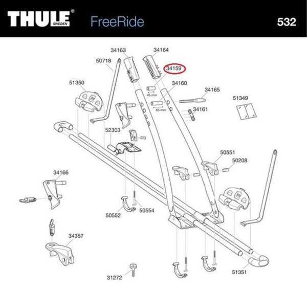 THULE Gummischutz 45mm (575 532) - Perfekter Schutz für Fahrradträger Freeride