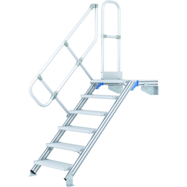 ZARGES Leichtmetall-Treppe: 17 Stufen mit Plattform (60°, 1000 mm breit), Ideal für Zugang zu Gebäud
