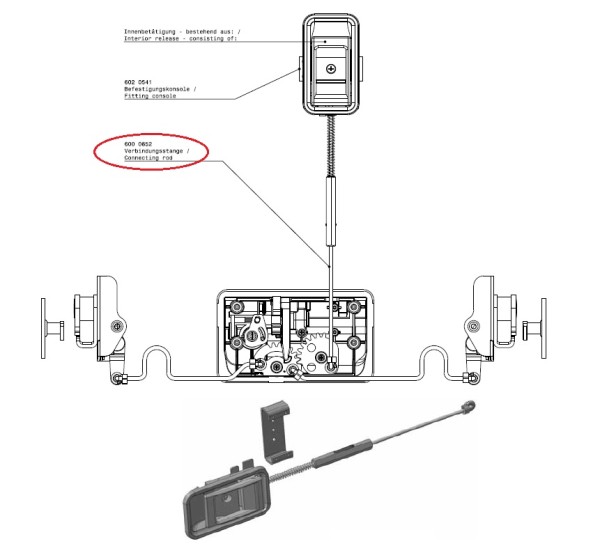 Verbindungsstange zur Innenbetätigung von HAPPICH - Stahl verzinkt - Zubehör & Ersatzteile