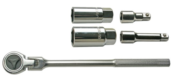 Kerzenwerkzeugsatz 5-teilig von SW-STAHL | Spezialwerkzeug inklusive Gelenk-Umschaltknarre und Zündk