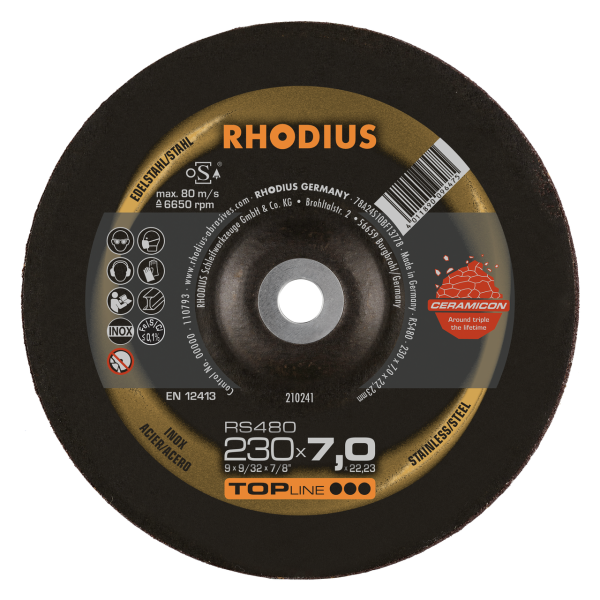 RHODIUS RS480 Schruppscheibe, 230 x 7,0 x 22,23 - Ideal für professionellen Einsatz