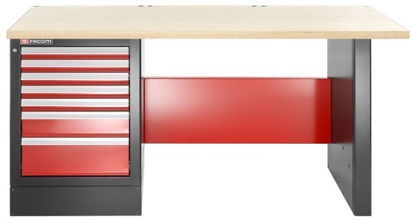 FACOM Werkbank aus Holz mit 1050cm Höhe und 7 Schubladen - Stabile Handwerker-Qualität