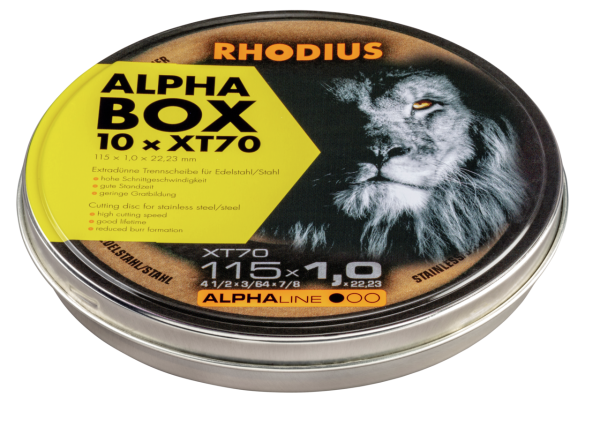 RHODIUS XT70 BOX - 115 x 1,0 x 22,23mm - Extradünne Präzisions-Trennscheibe