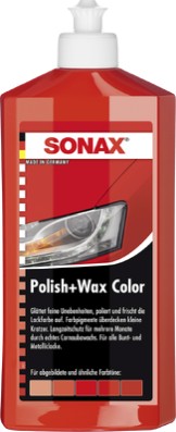 SONAX Polish&Wax Color Rot 500 ml – Politur & Wachs mit Farbpigmenten