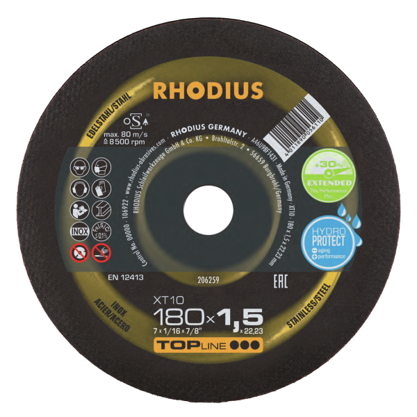 RHODIUS XT10 180 x 1.5 x 22.23 - Extradünne Hochleistungs-Trennscheibe