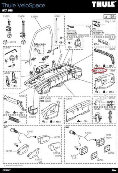 Thule VeloSpace 917/918 rechter Lampenhalter 13-polig