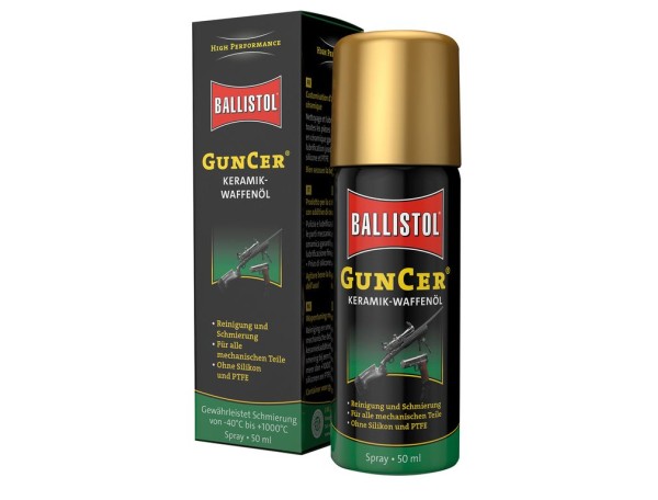 GunCer Waffenöl Spray von BALLISTOL: Keramik-Additiv für Präzisionsschützen, Jäger und alle Waffenar