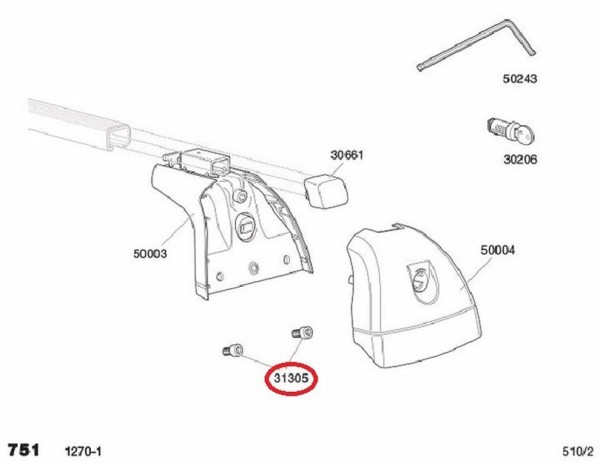 THULE Schraube MC6S M6x12 - Essentielles Zubehör für 751 Rapid Fixpunkt System