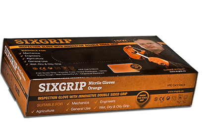 SIXGRIP Nitril Handschuhe Orange Gr.M 8 50 Stück - Mehr Griffigkeit