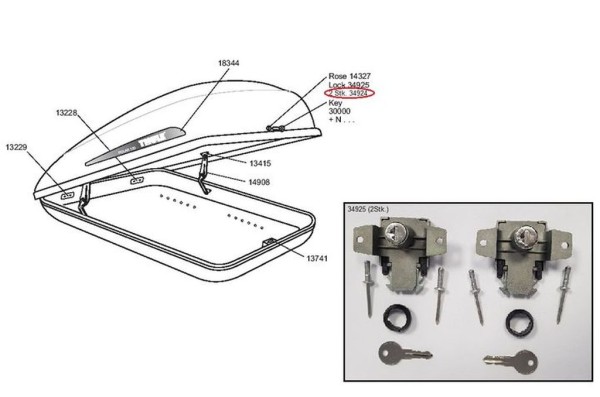 THULE Ersatzschloss 855 - 2er Pack für Dachbox Sicherheit