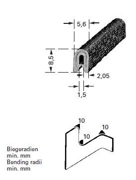 Fexibler PVC Kantenschutz Grau - HAPPICH - für den Klemmbereich von 1mm