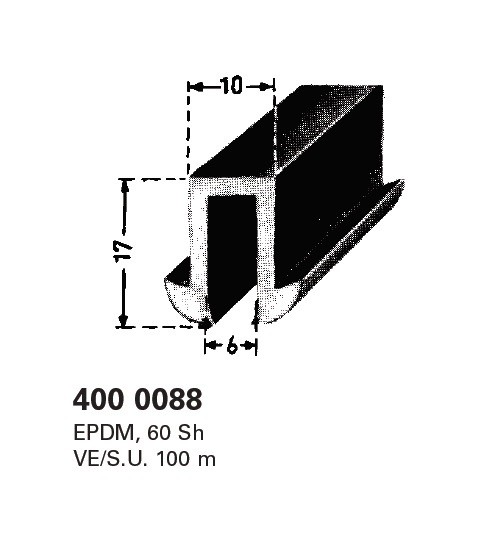 EPDM Fassungsprofil 4000033 Schwarz - Kantenschutz von HAPPICH