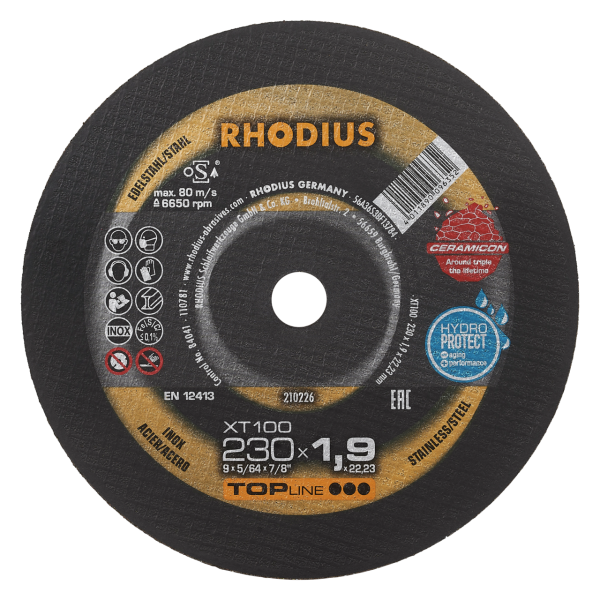 RHODIUS XT100 EXTENDED Trennscheibe 230x1.9 - Extradünn & Hochleistung für Präzisionsarbeit