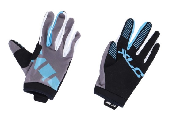 XLC CG-L14 Langfingerhandschuh MTB - grau/blau Gr. L - Premium Handschuh für Mountainbiker