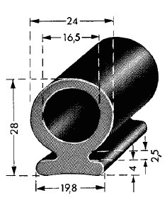 Fingerschutzprofil EPDM - Kantenschutz durch gummiertes Profil von HAPPICH, 19.8x28mm, schwarz