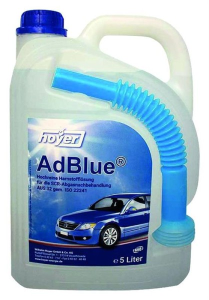 HOYER AdBlue Harnstofflösung für Dieselmotoren, 5 Liter Kanister inklusive Ausgießer