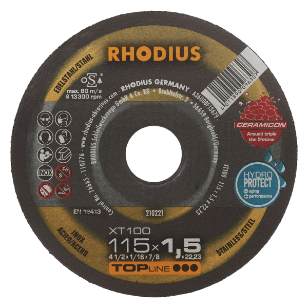 RHODIUS XT100 EXTENDED 115 x 1,5 x 22,23 - Profi Extradünne Trennscheibe