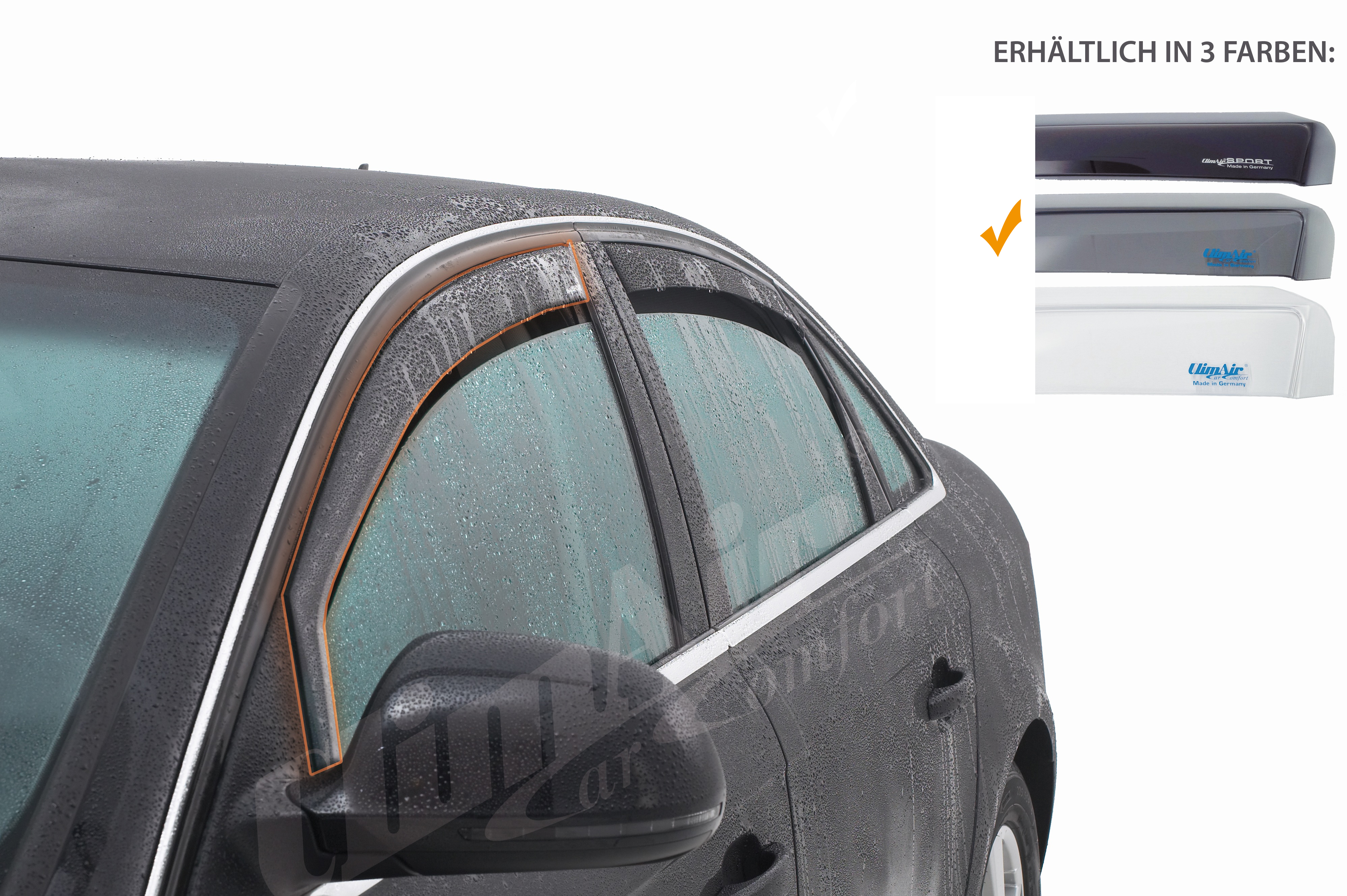 CLIMAIR Windabweiser PKW CI für Fensterschacht, Schwarz – Perfekter  Windschutz für dein Auto!, Windabweiser, Zubehör, Autozubehör
