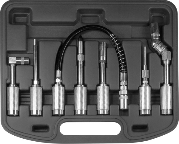 SW-STAHL- Fettpressen Zubehörsatz mit umfangreichem Adapter & Spitzen-Set | Ideal für professionelle