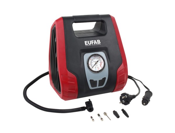 EUFAB Dual Power Kompressor 12/230V für Auto, Fahrrad & Luftmatratzen