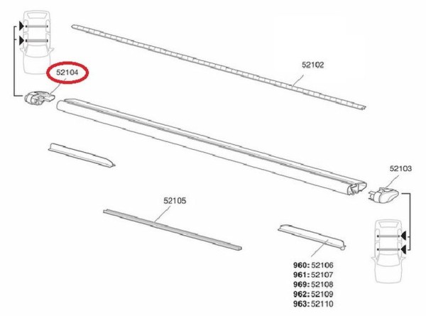 THULE Endcap RH Wingbar für WingBar Modelle 960-969