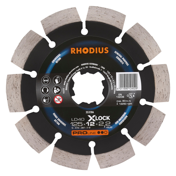 RHODIUS LD40 X-LOCK 125mm Diamanttrennscheibe für Fliesen & Beton