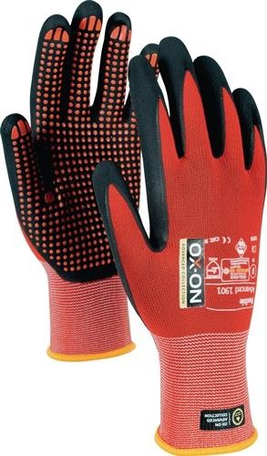 OX-ON Flexible 1901 Handschuhe Größe 10 - Schwarz/Rot Robuster Schutz