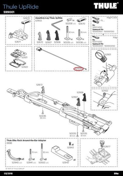 Thule UpRide 599 Verschlussknebel mit Endkappe - Original Ersatzteil