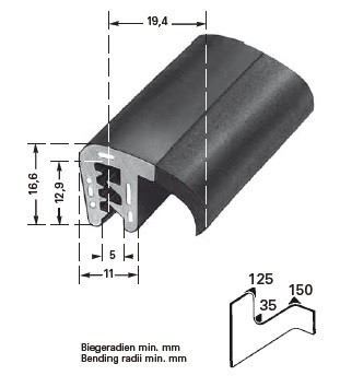 EPDM Schwarz Gista-Profil mit Dichtlippe - High-Density Profil & Kantenschutz von HAPPICH