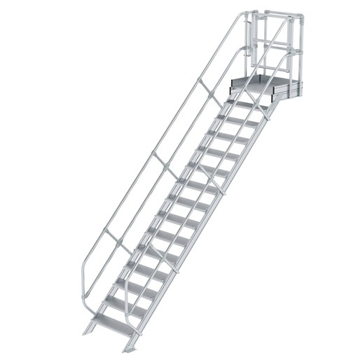 GÜNZBURGER STEIGTECHNIK Treppen-Modul Aluminium geriffelt 15 Stufen - Praktisch, strapazierfähig und
