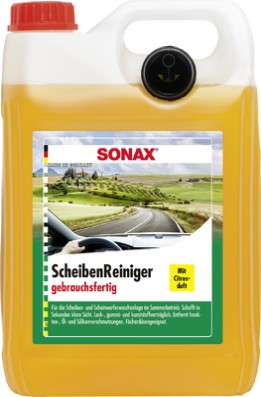 SONAX ScheibenReiniger Gebr. 5 Liter Kanister – Einfache Auto Glasreinigung mit angenehmem Citrusduf