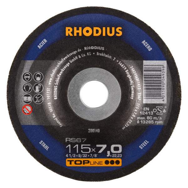 RHODIUS RS67 115x7.0x22.23 Schruppscheibe | Hochqualitative Profi-Schleifscheibe für optimale Ergebn